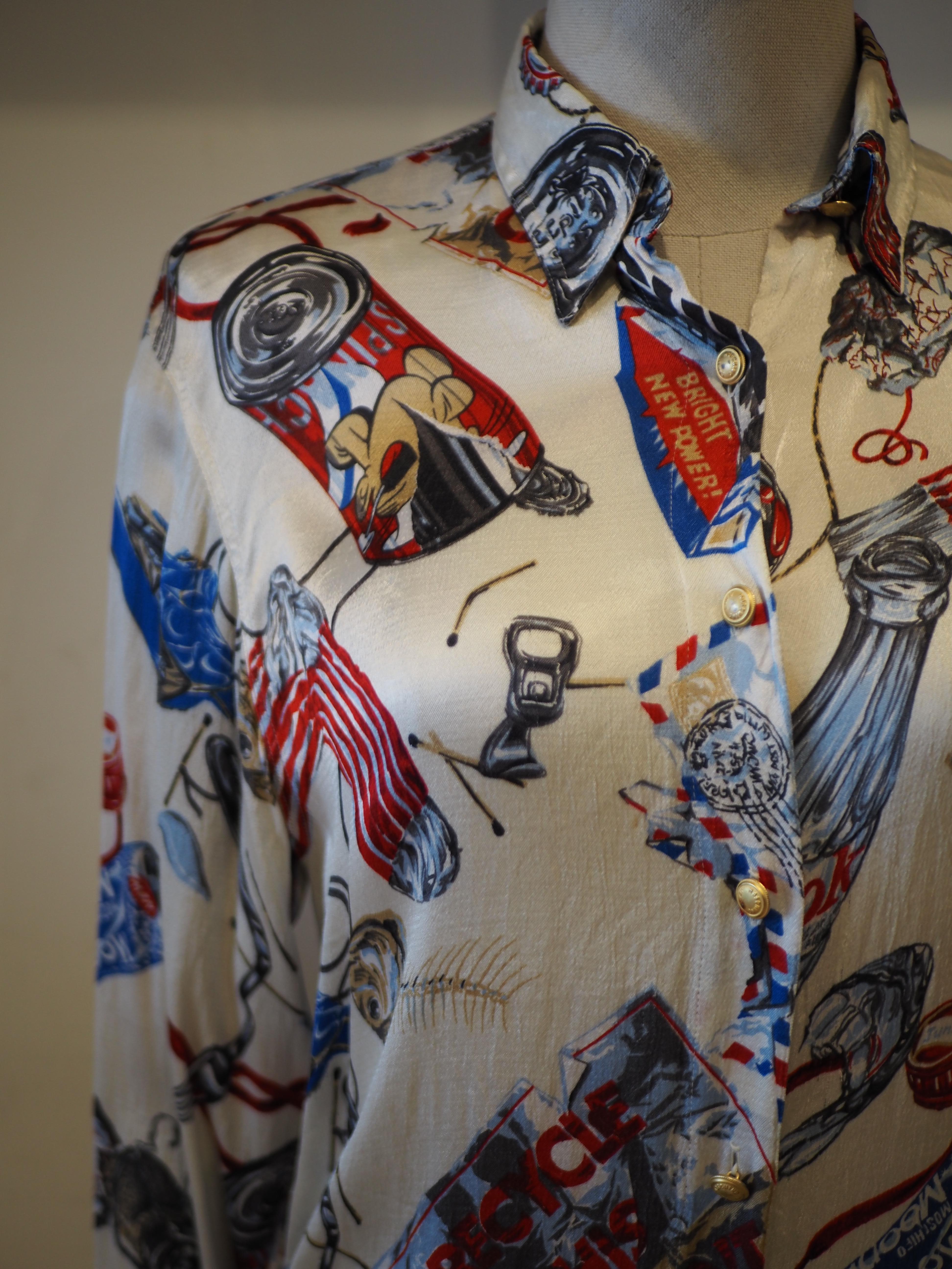 Marrone Camicia multicolore Moschino in vendita