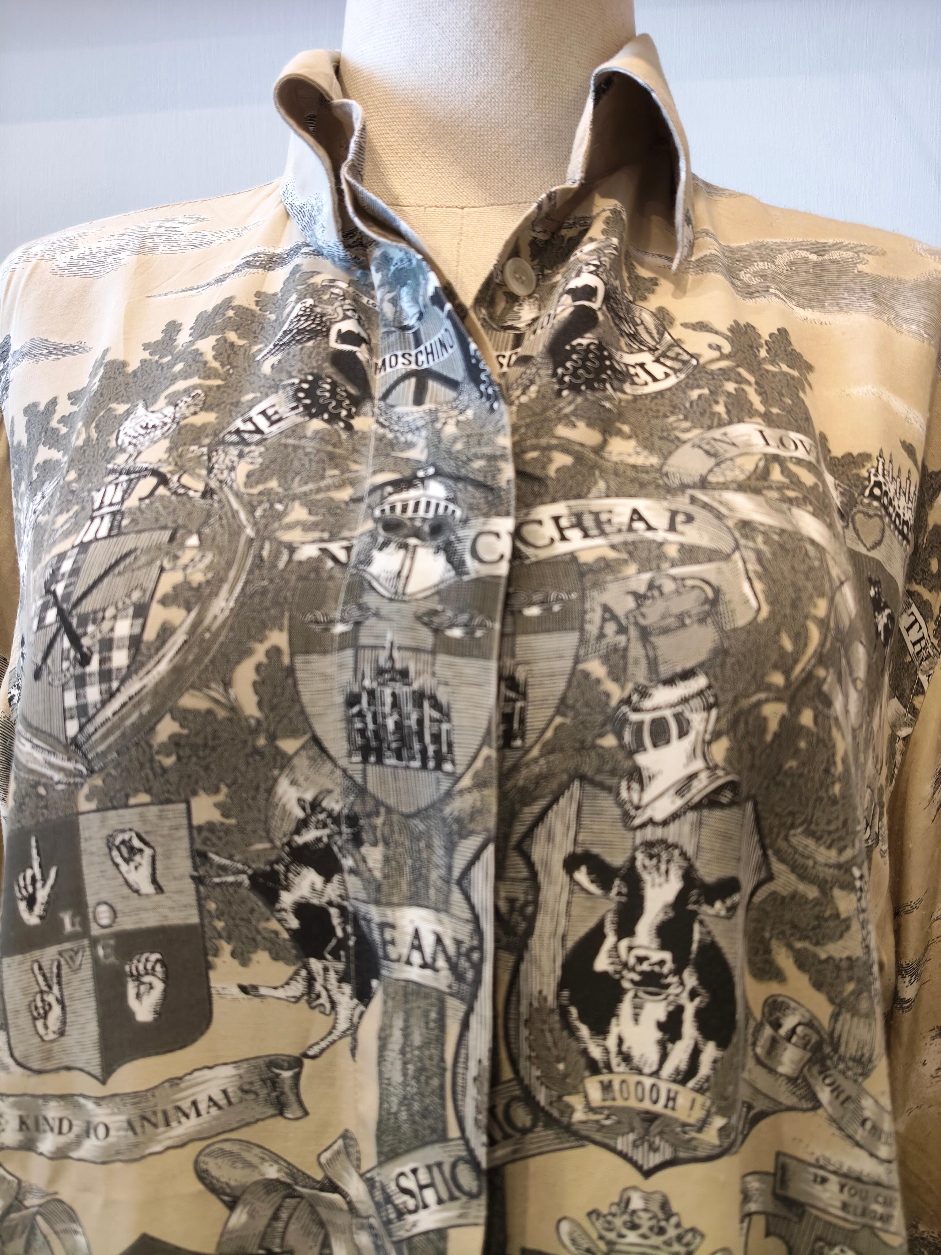 Moschino mehrfarbiges Vintage-Hemd (Braun) im Angebot