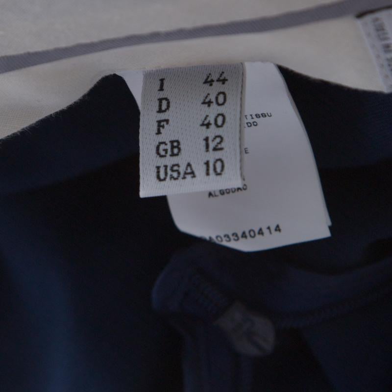 Moschino Marineblaue Hose aus Baumwolle mit besticktem, verziertem Detail, Größe M im Zustand „Gut“ im Angebot in Dubai, Al Qouz 2