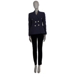 MOSCHINO navy blue wool DOUBLE BREASTED Blazer Jacket 46 XL