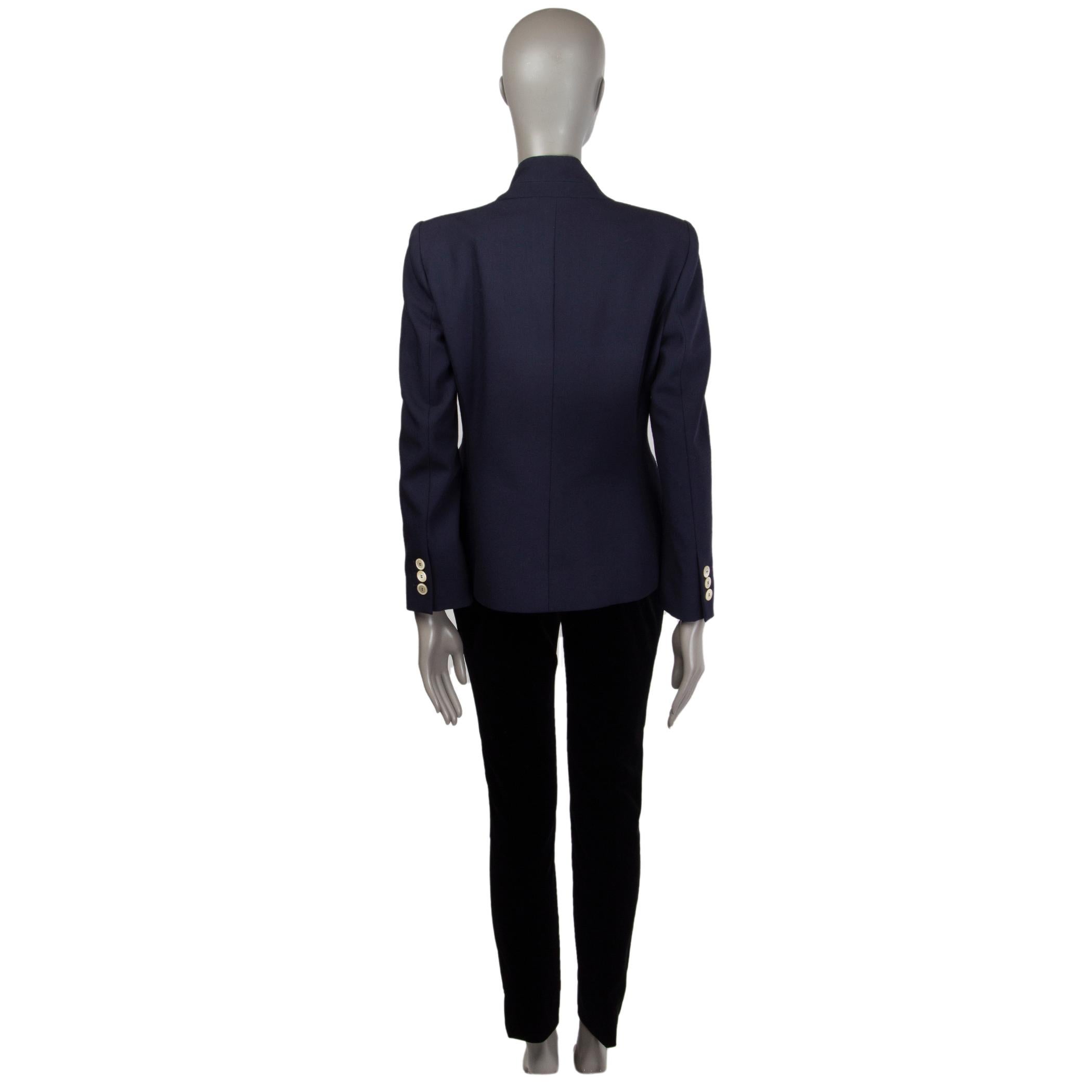Women's MOSCHINO navy blue wool DOUBLE BREASTED Blazer Jacket 46 XL For Sale