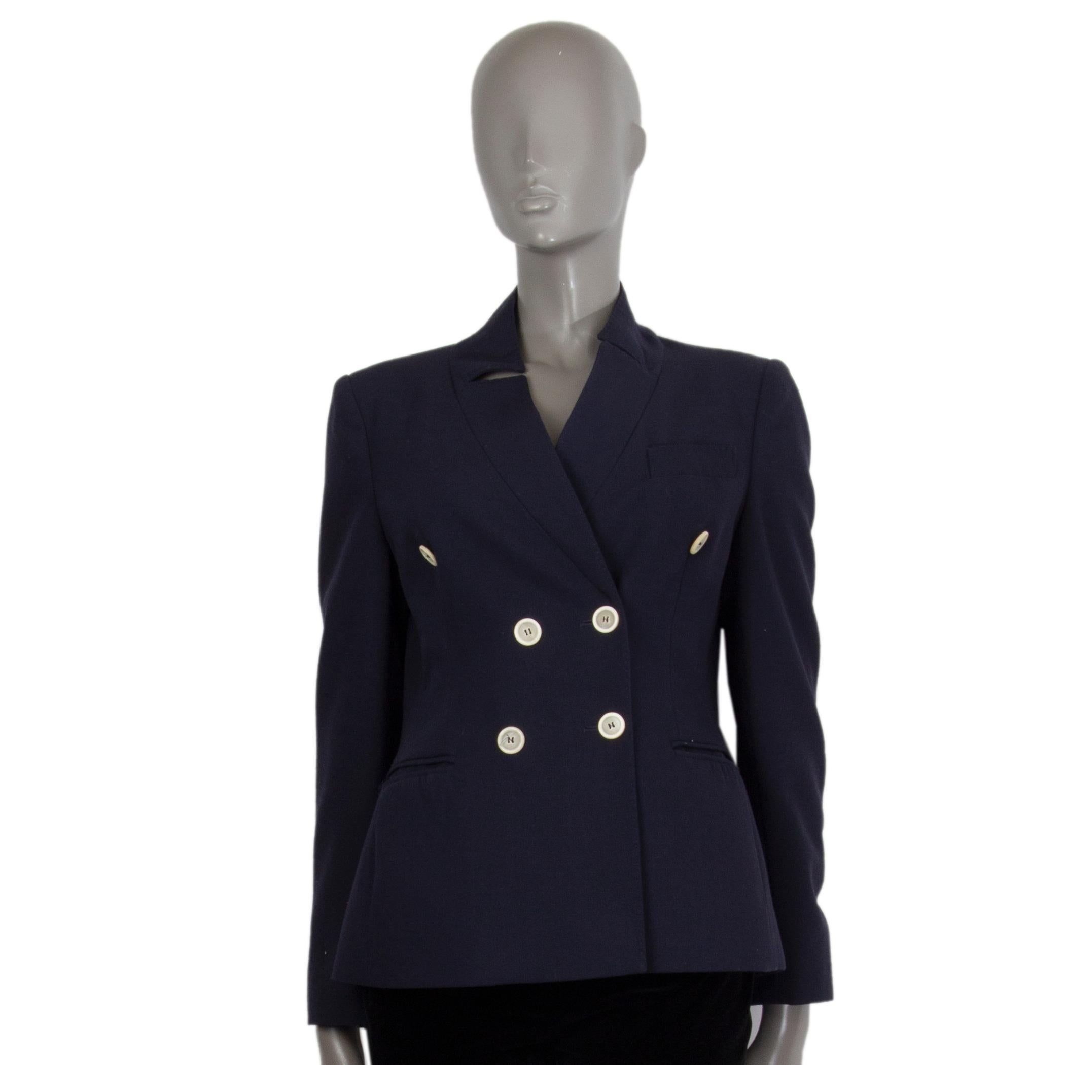 MOSCHINO navy blue wool DOUBLE BREASTED Blazer Jacket 46 XL For Sale 1