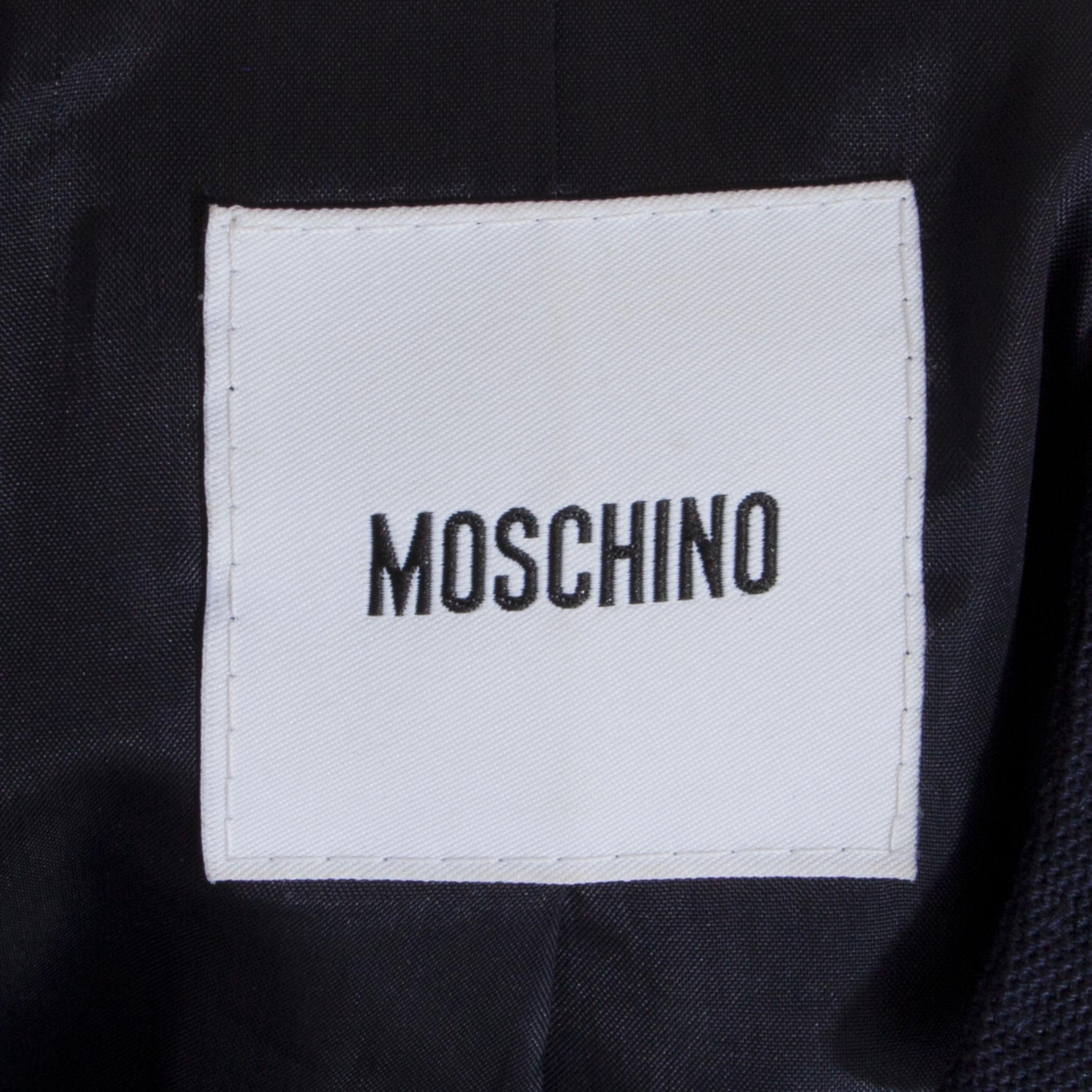 MOSCHINO navy blue wool DOUBLE BREASTED Blazer Jacket 46 XL For Sale 2