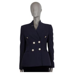 MOSCHINO navy blue wool DOUBLE BREASTED Blazer Jacket 46 XL