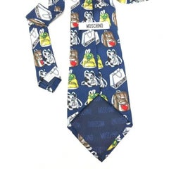Moschino Navy Shopping Bag Backpack Silk Men's Tie