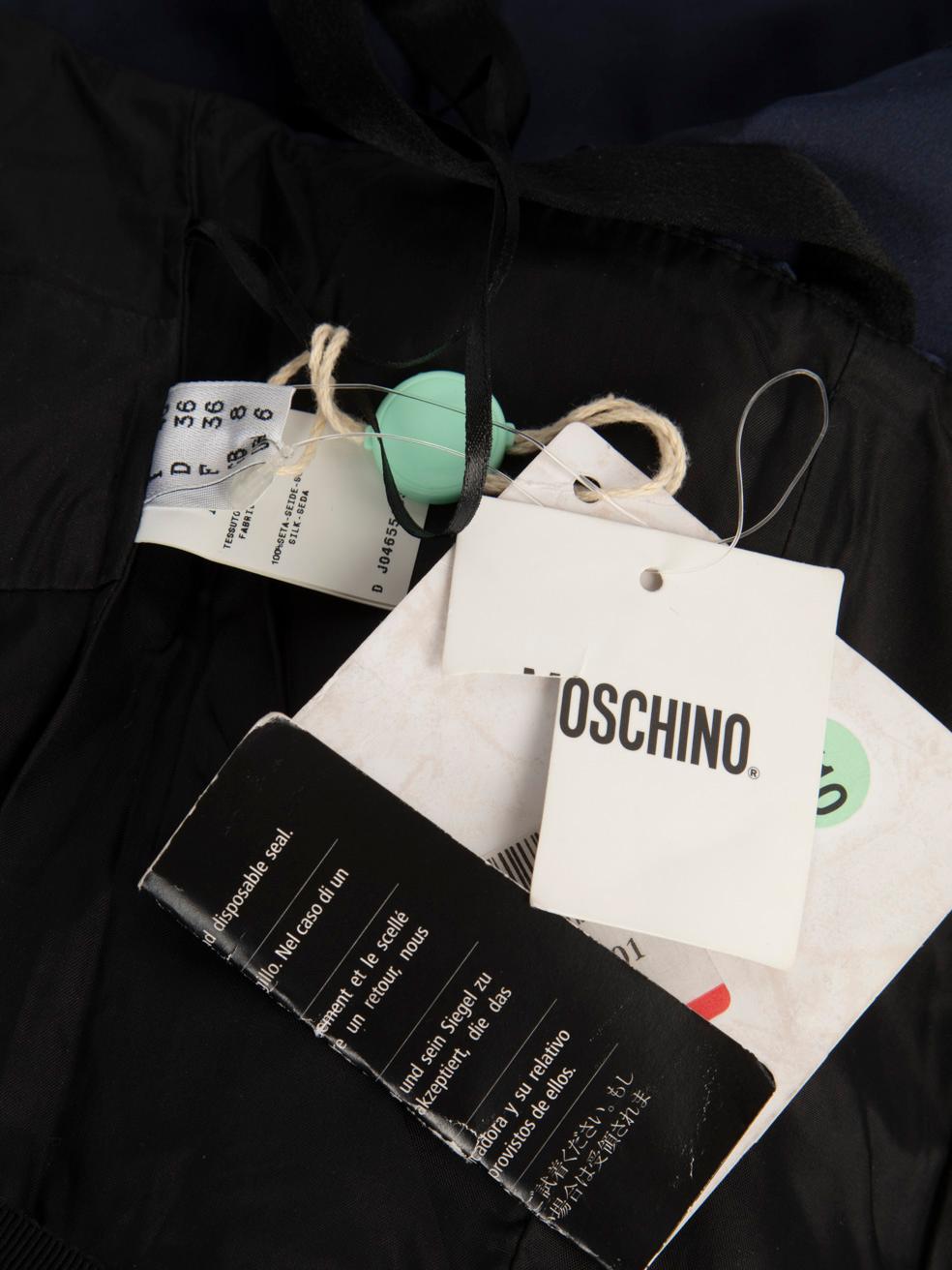 Moschino Navy Silk Ruffle Layered Midi Dress Size S en vente 2