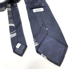 Moschino Navy White Silk Tie