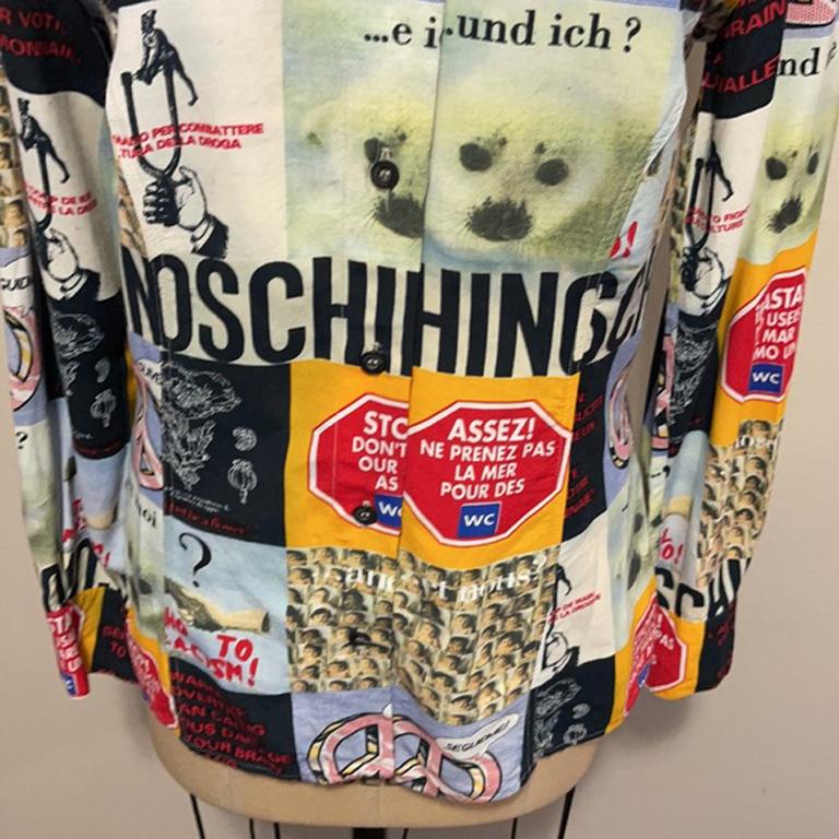 Black Moschino No To Racism Long Sleeve Shirt For Sale