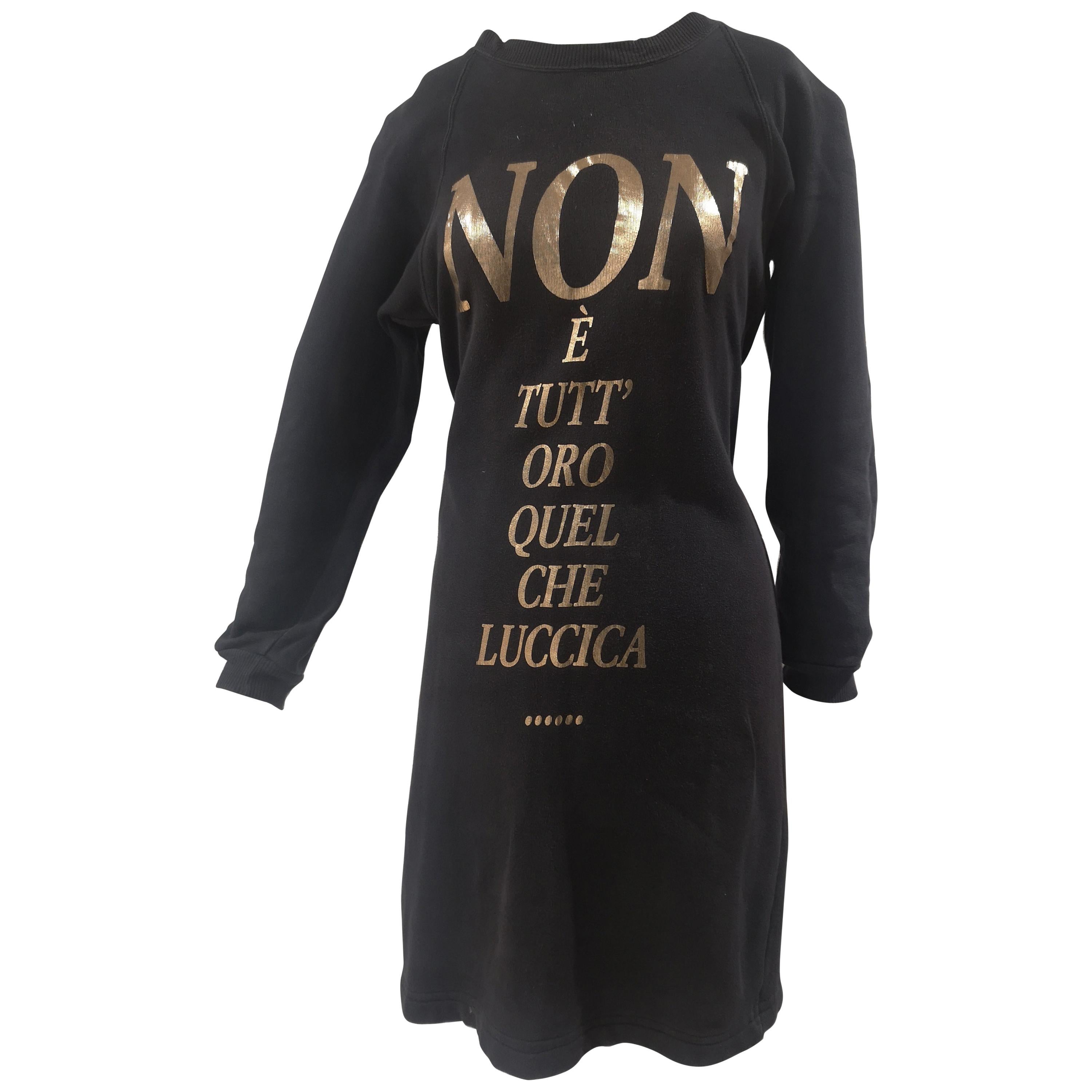 Moschino - Robe pull dorée grise « Non è tutto oro quel che luccica » en vente