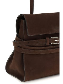 Moschino Nubuck Leather with Belt Wrap Shoulder Bag — Brown