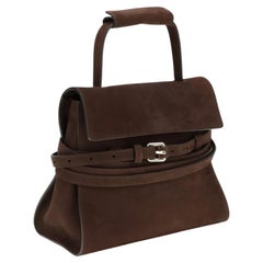 Moschino Nubuck Leather with Belt Wrap Shoulder Bag — Brown