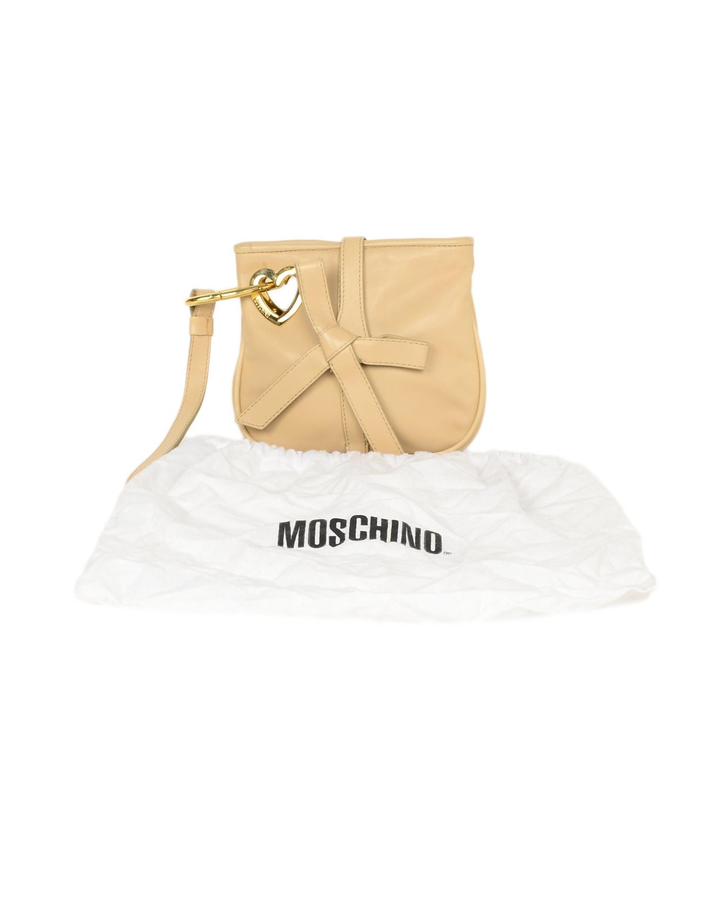 Moschino Nude Leather Bow Wristlet W/ Dust Bag 2