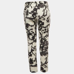 Moschino Off-White/Black Floral Print Crepe Trousers M