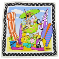 Moschino Olive Oyl Fun Beach Printed Silk Square Scarf 