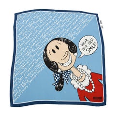 Moschino Olive Oyl 'Wear Your Best Smile' Printed Silk Square Scarf 