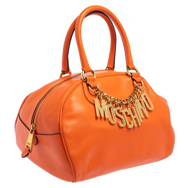 Sac Vintage Moschino Bowling Bag Teddy Patch - Cuir Noir - Occasion Très Bon état