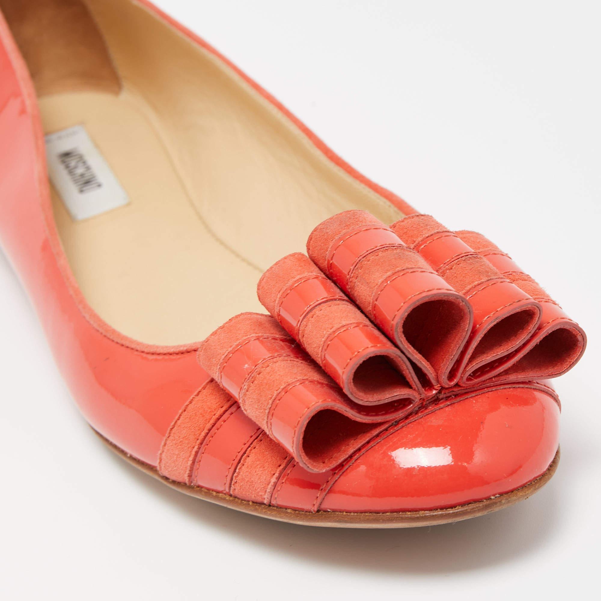 Moschino Ballerine in pelle verniciata arancione misura 40 2