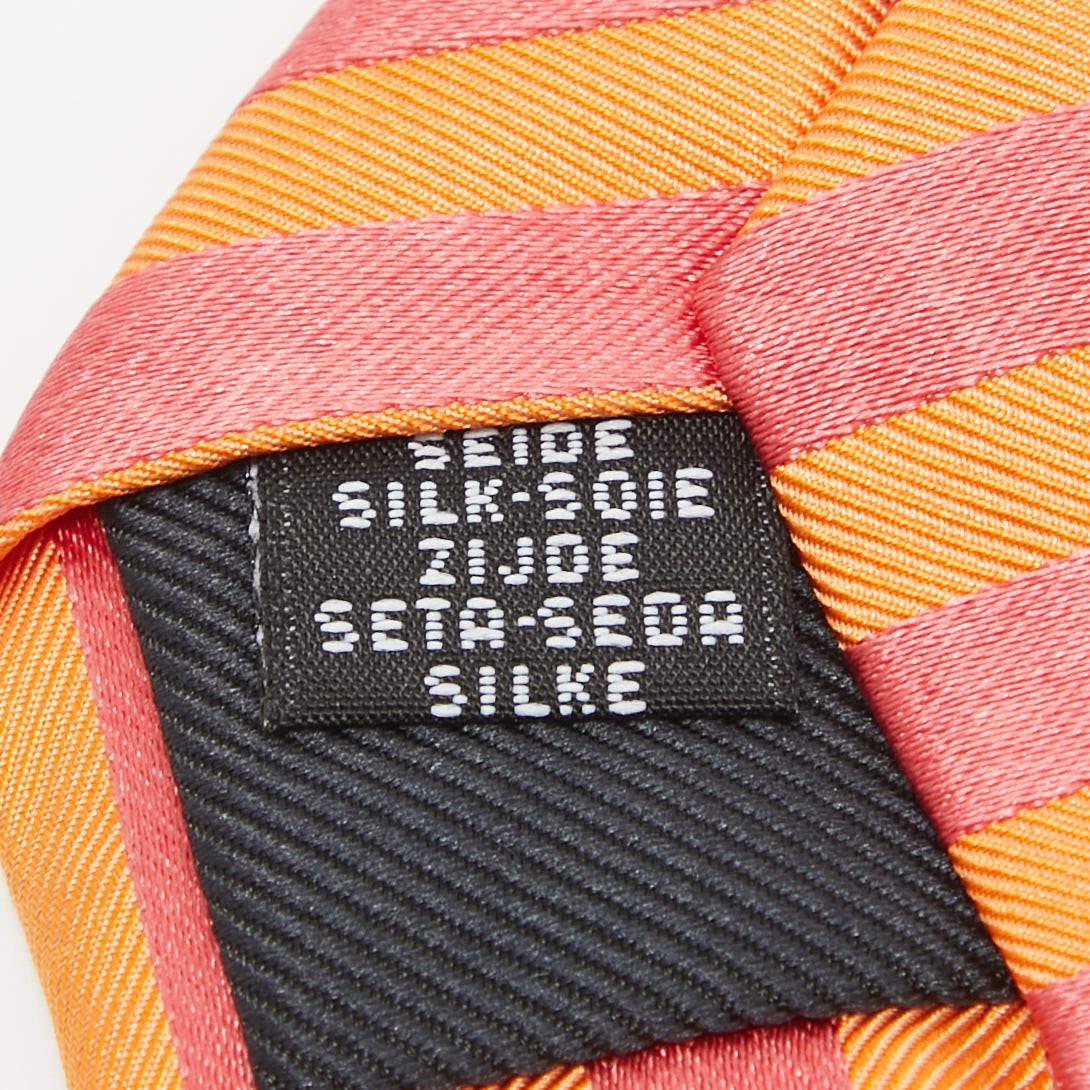 Men's Moschino Orange/Pink Diagonal Striped Silk Tie For Sale