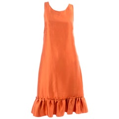 Moschino Orange Tent Dress W Ruffled Hem and Back Bow