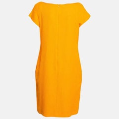 Moschino Orange Textured Cotton Blend Tulip Petal Sheath Dress M