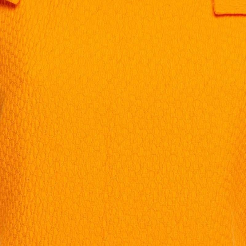 Orange Moschino - Robe fourreau orange texturée en coton mélangé à pétales de tulipe M en vente