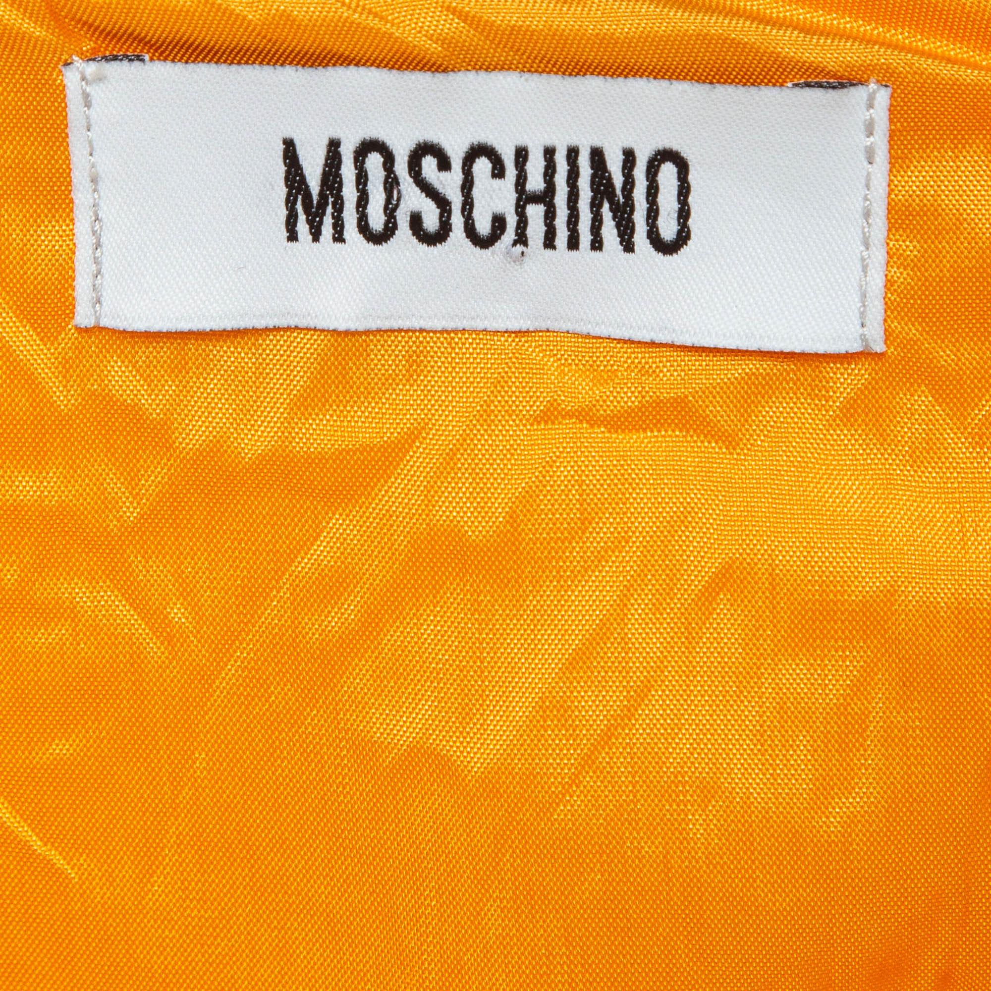 Moschino - Robe fourreau orange texturée en coton mélangé à pétales de tulipe M Bon état - En vente à Dubai, Al Qouz 2