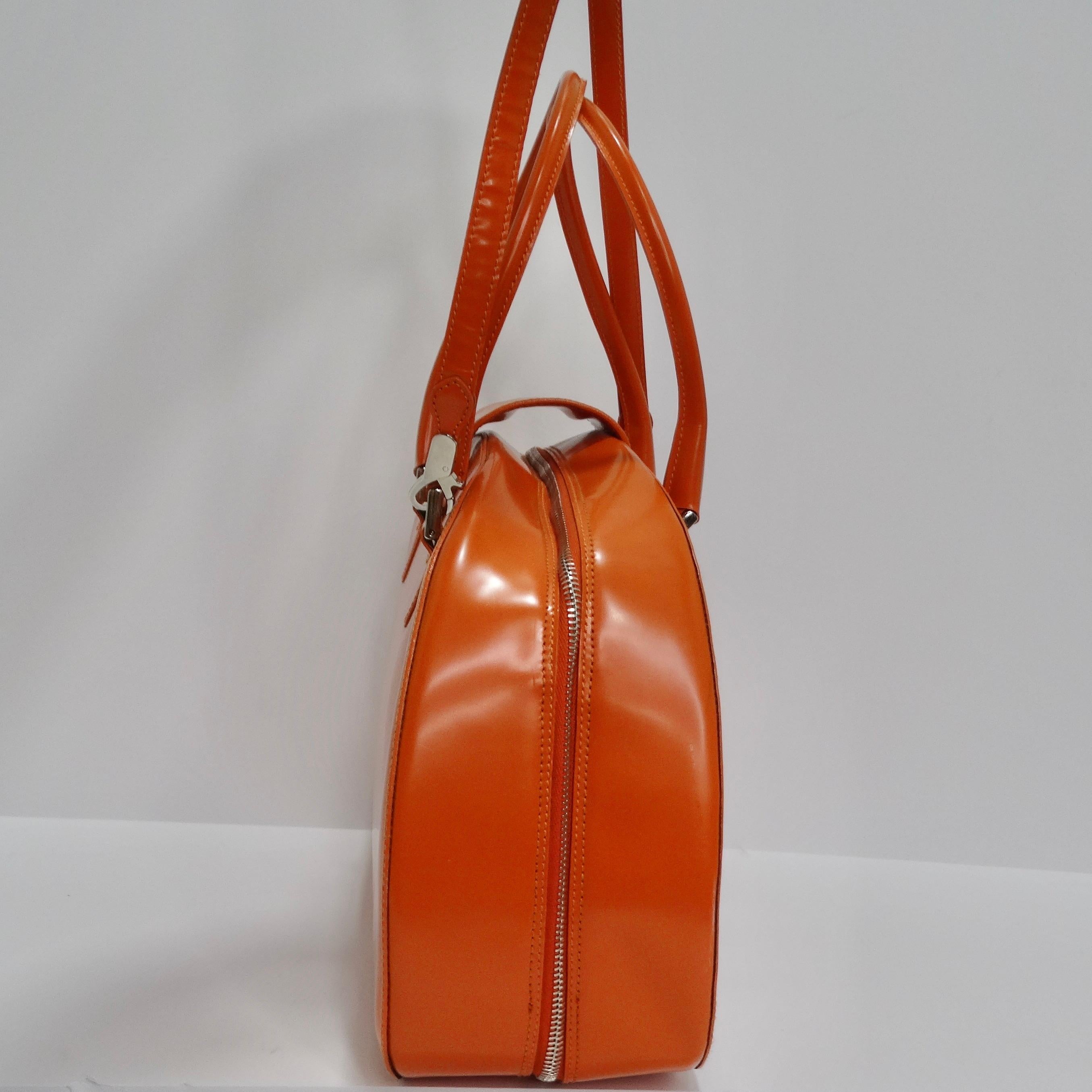 Women's or Men's Moschino Orange Top Handle Leather Handbag For Sale