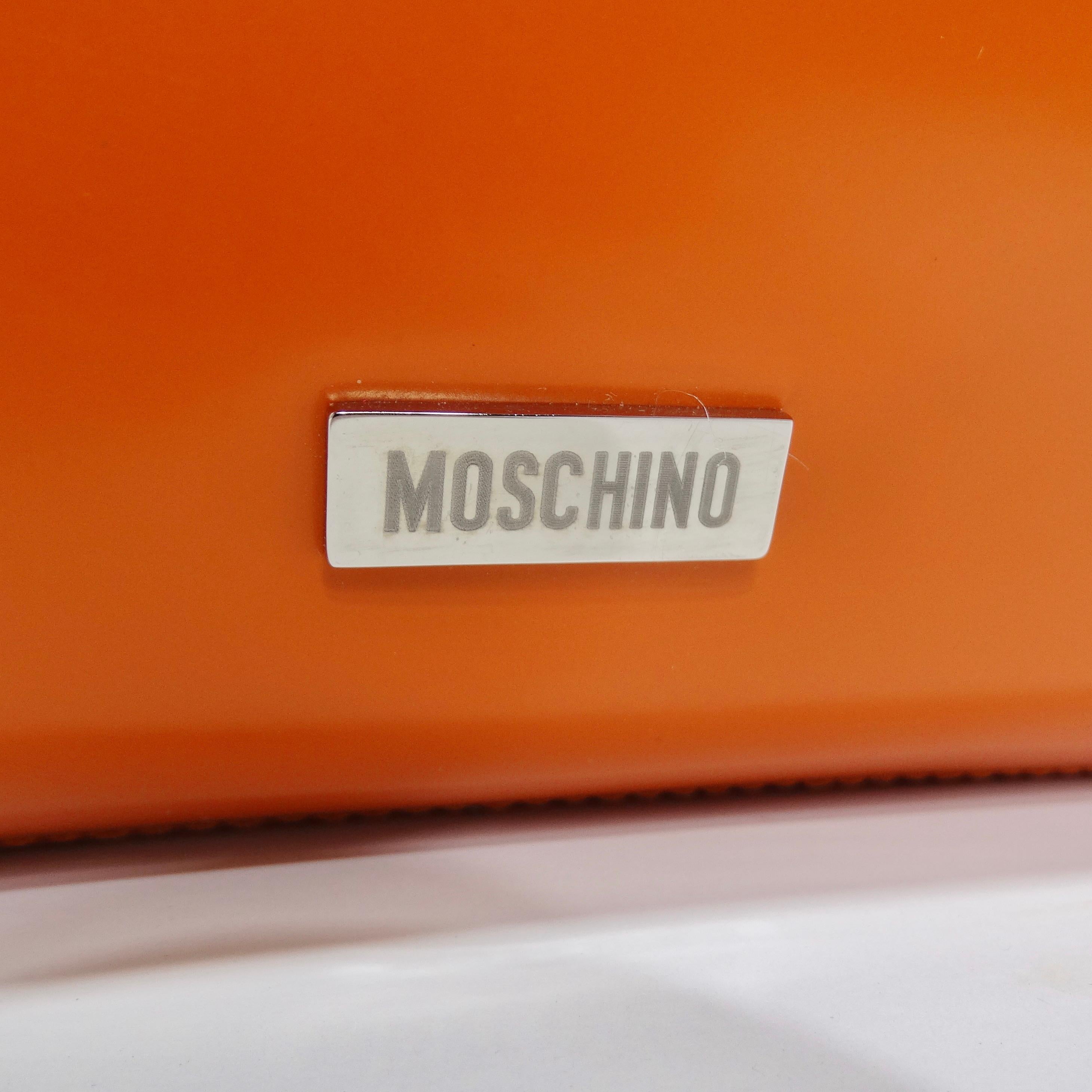 Moschino - Sac à main en cuir orange à poignée supérieure en vente 1