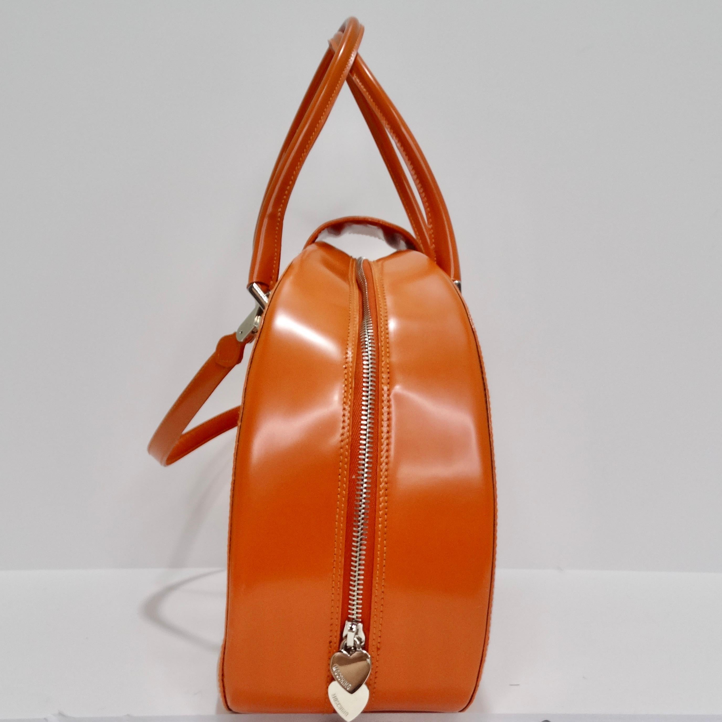 Moschino Orange Top Handle Leather Handbag For Sale 4