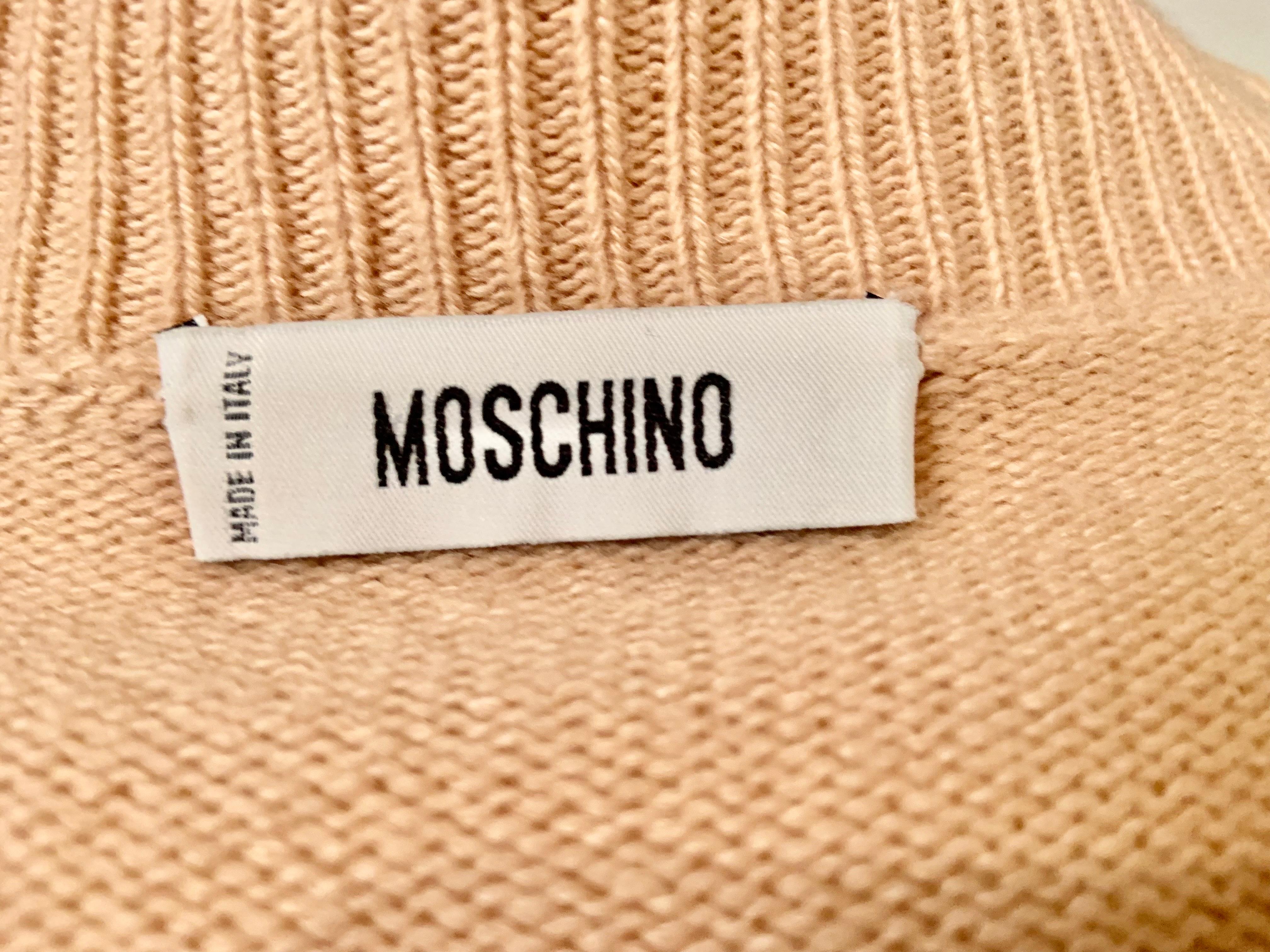 Moschino Pale Pink Cashmere Sweater Appliqued Sewing Theme For Sale 5