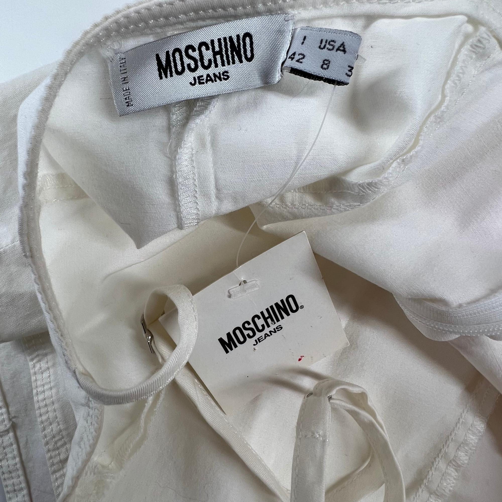 Moschino Parrot Ciao White Cotton Dress (US 8) 1