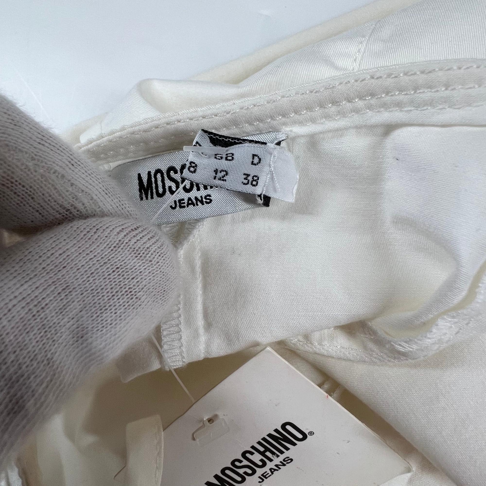 Moschino Parrot Ciao White Cotton Dress (US 8) 2