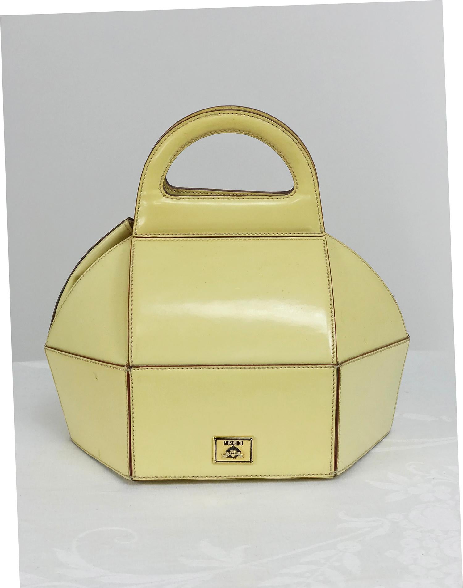 Moschino Pastry Box Glazed Leather Handbag  In Good Condition In West Palm Beach, FL
