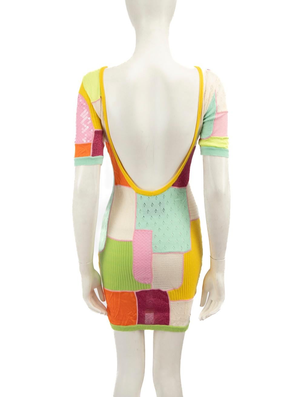 Beige Moschino Patchwork Backless Mini Dress Size XS