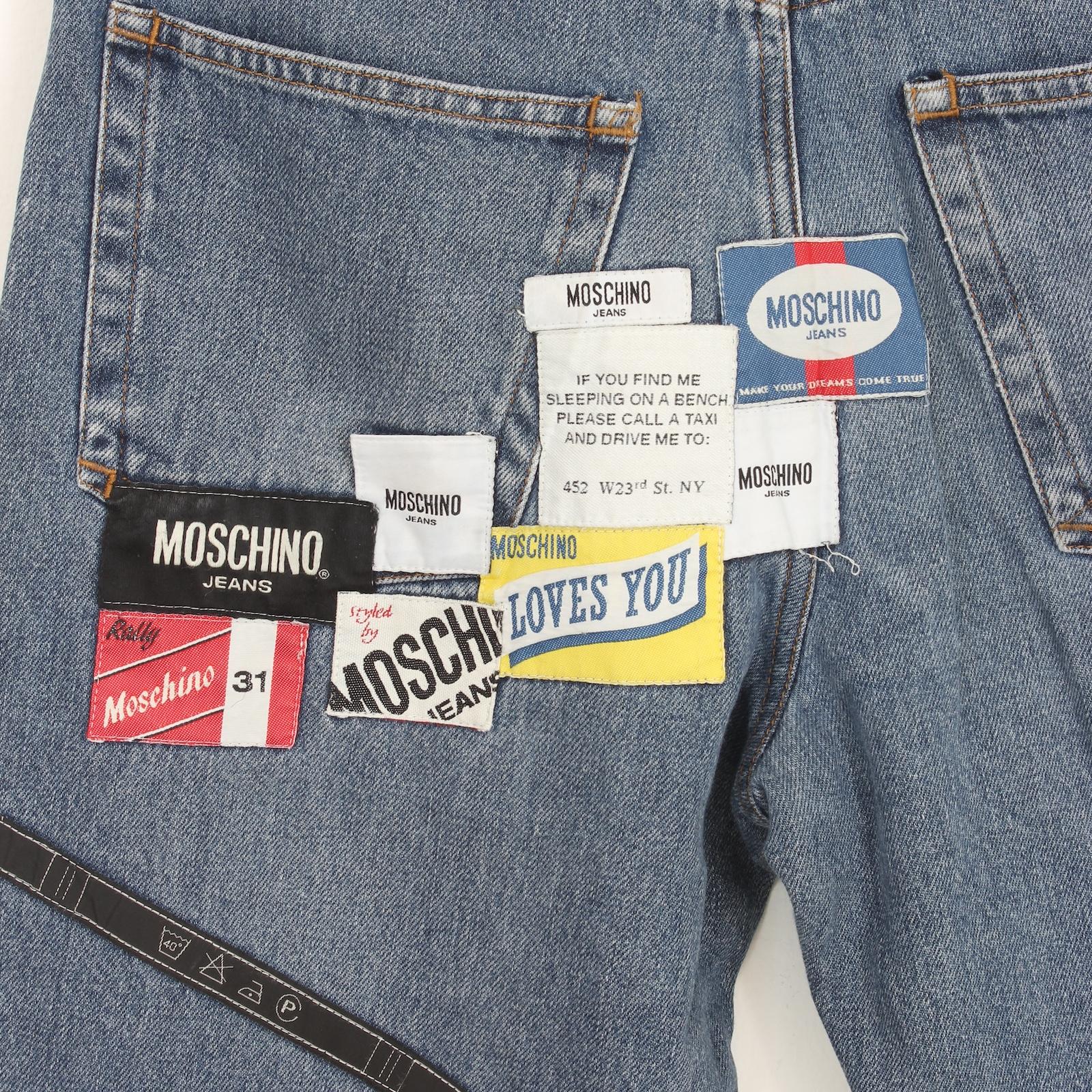 Men's Moschino Patchwork Blue Jeans 2000s For Sale