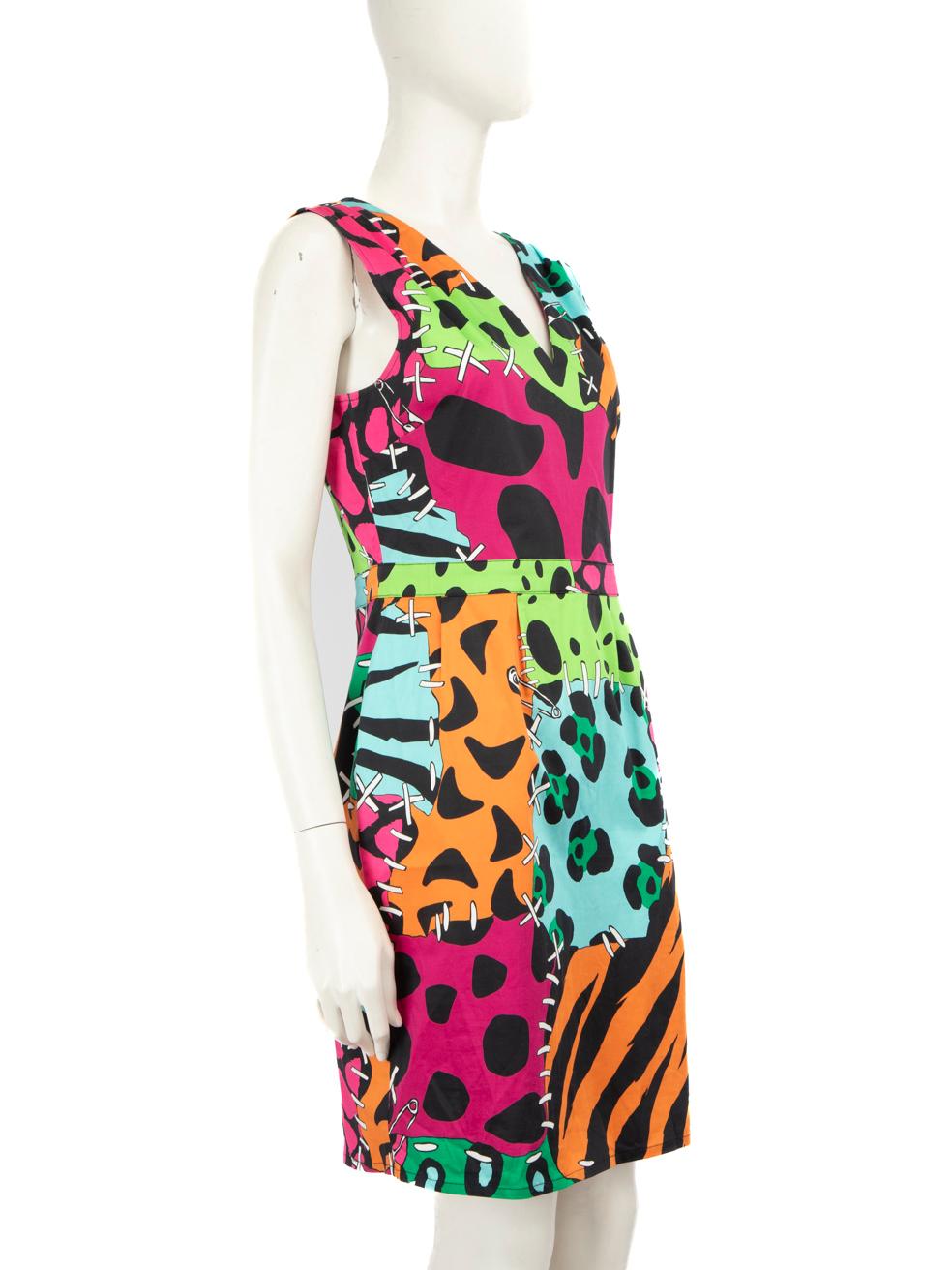 CONDITION is Very good. Hardly any visible wear to dress is evident on this used Moschino designer resale item.



Details


Multicolour

Cotton

Dress

Patchwork pattern

Knee length

Sleeveless

V-neck

Back zip fastening





Made in