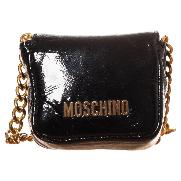 Moschino Patent Leather Navy Bandouliere Bag For Sale at 1stDibs