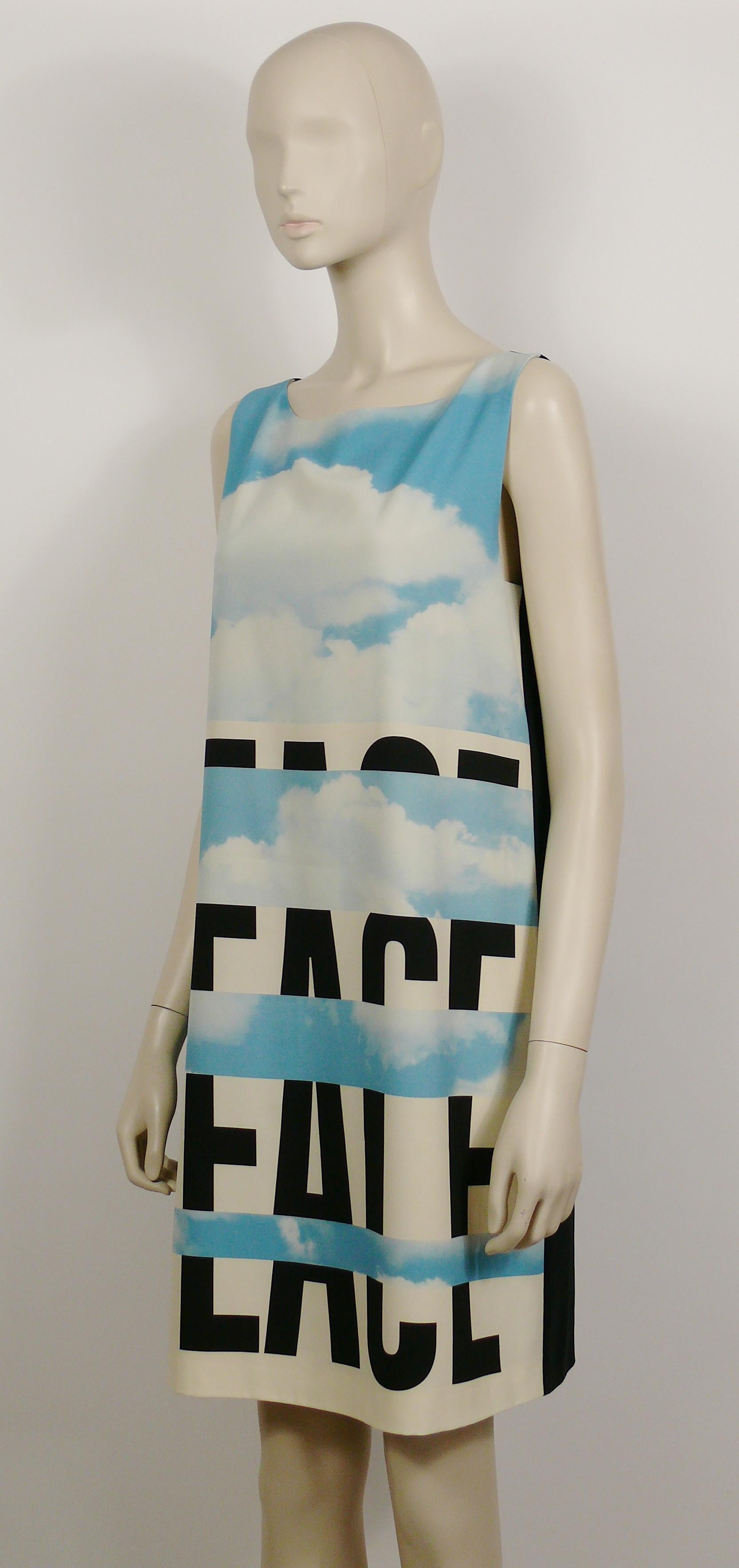 Gray Moschino Peace Cloud Print Sleeveless Dress US Size 10