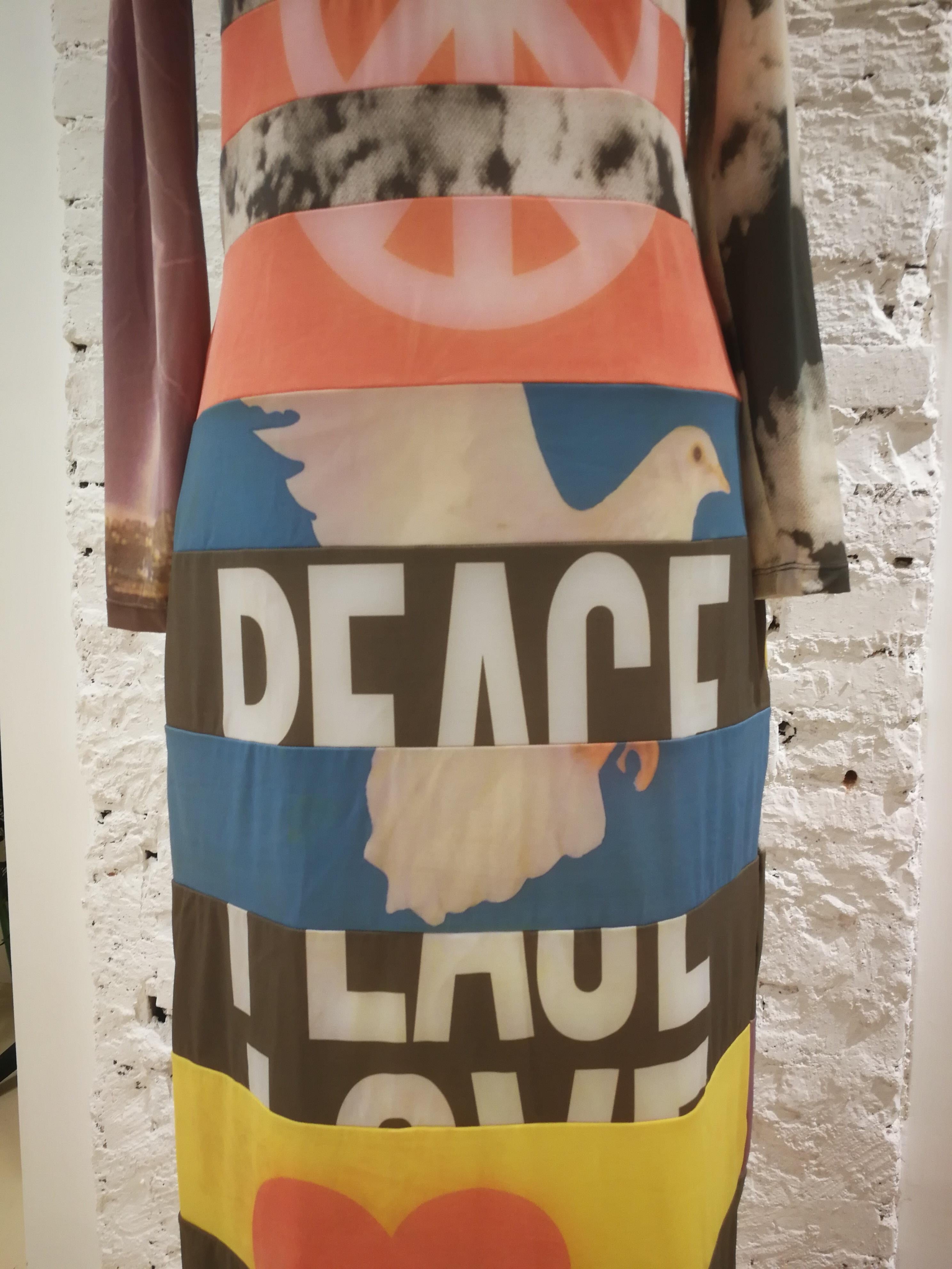 Brown Moschino Peace Long Dress