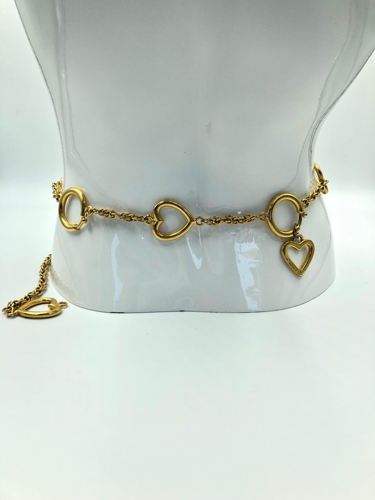 Moschino Peace Sign Gold Tone Metal Chain Belt For Sale at 1stDibs