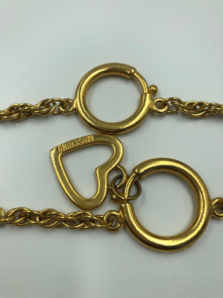 Moschino Peace Sign Gold Tone Metal Chain Belt For Sale at 1stDibs