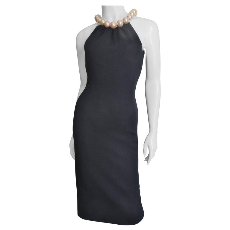 blue dress for baby girl Lafreedom Pearl Collar Black Mini Dress – CHUUI_Collection main image 1