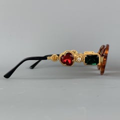 Lunettes de soleil MOSCHINO PERSOL en acétate d'écaille de tortue et pierres précieuses