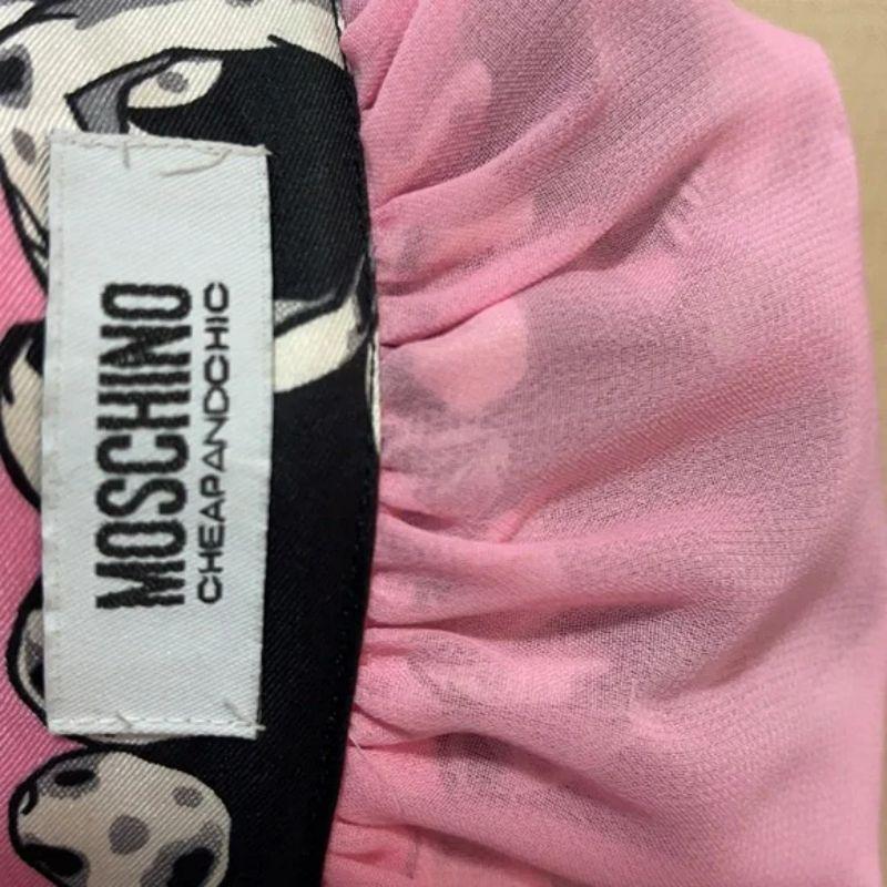 Moschino Pink Black Bones Historic Chic Skirt In Good Condition For Sale In Los Angeles, CA