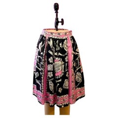 Moschino Pink Black Bones Historic Chic Skirt