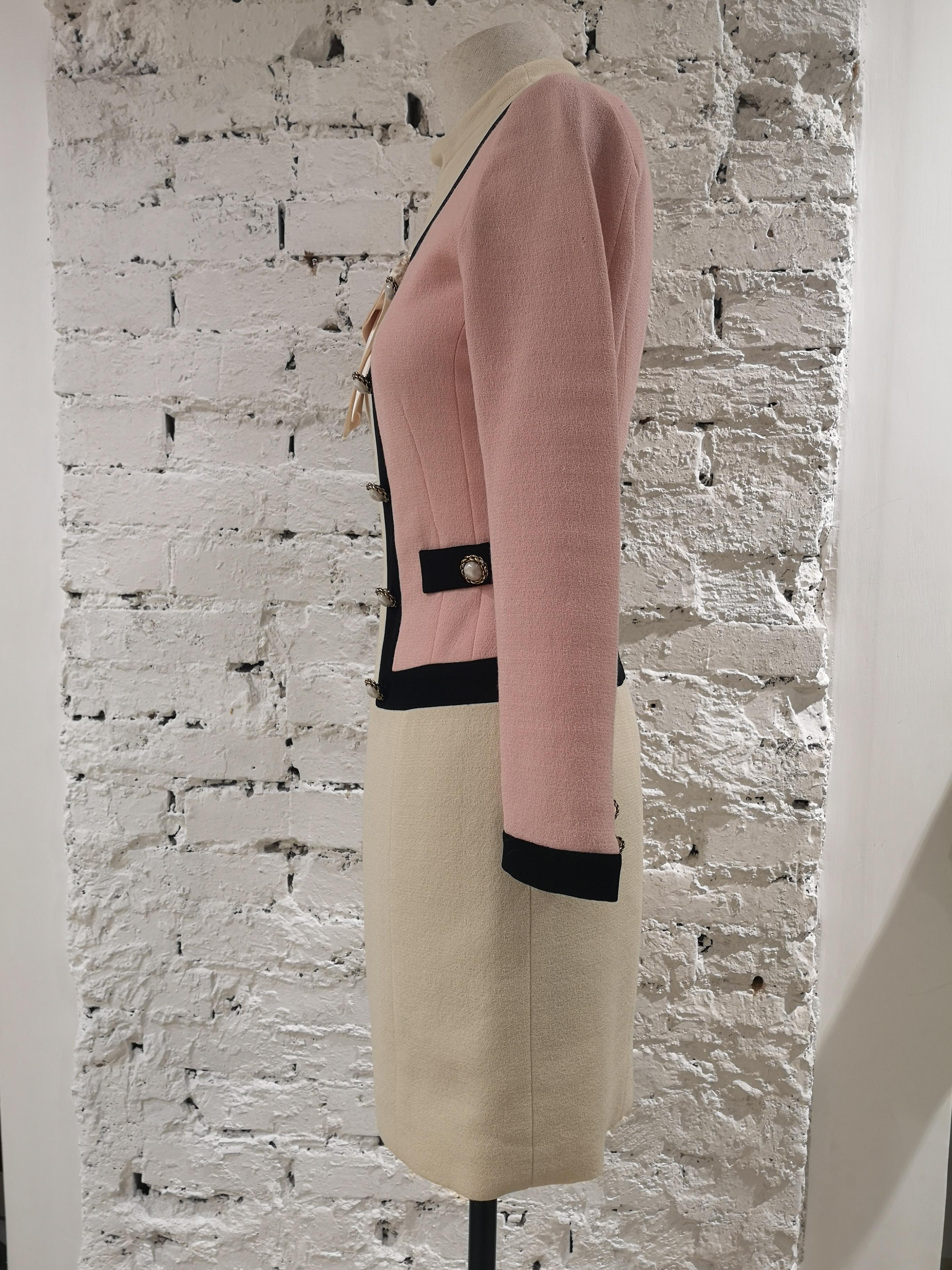 Moschino pink black wool dress 1
