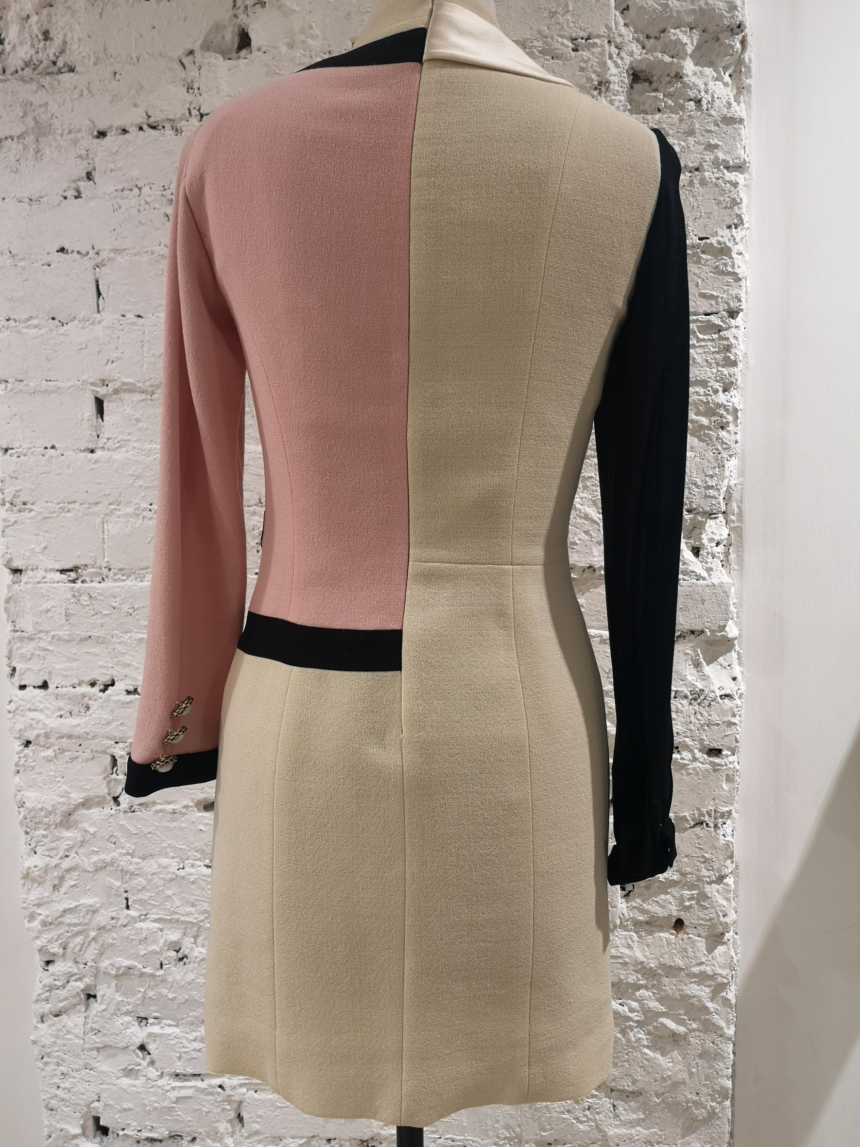 Moschino pink black wool dress 3