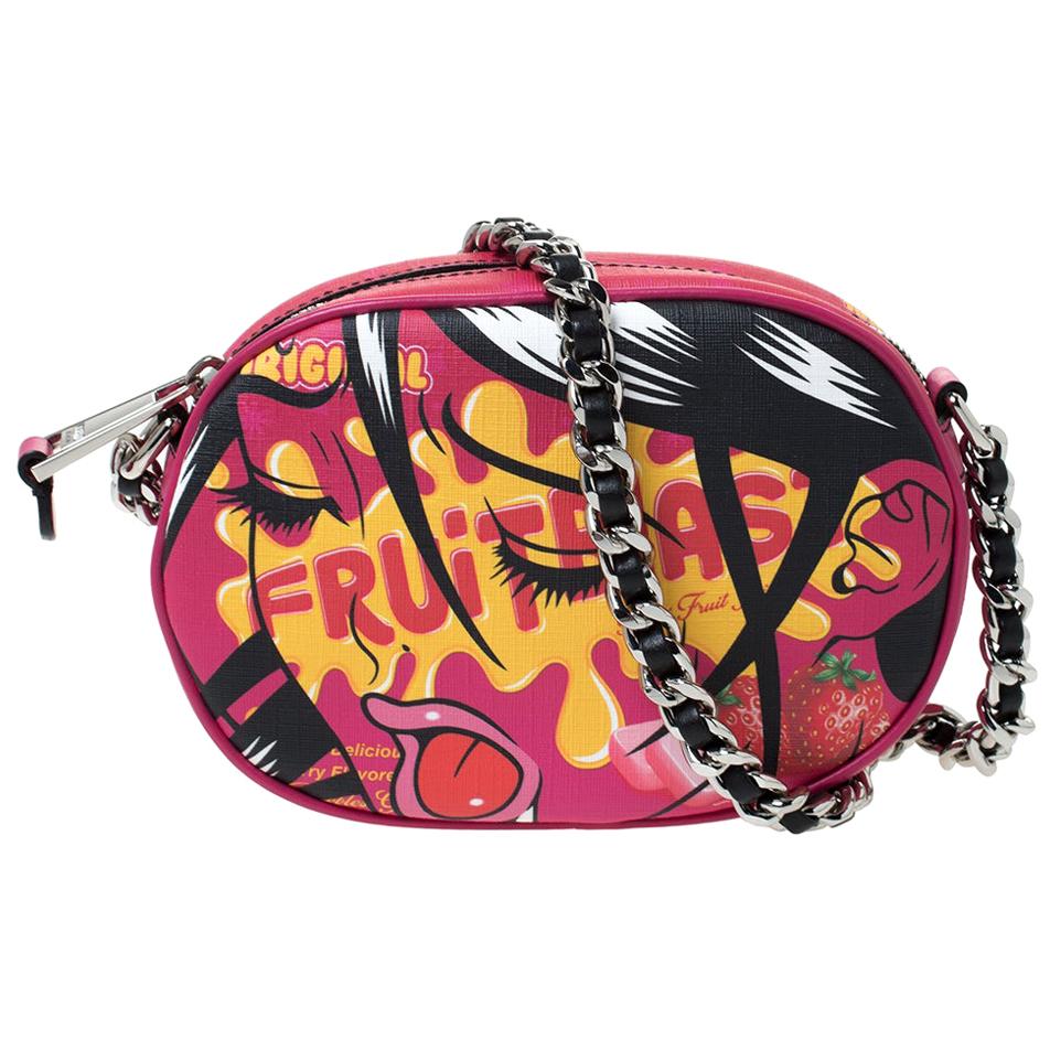 Moschino Pink Coated Canvas Fruitblast Oval Crossbody Bag