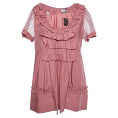 Moschino Top à volants en coton rose L