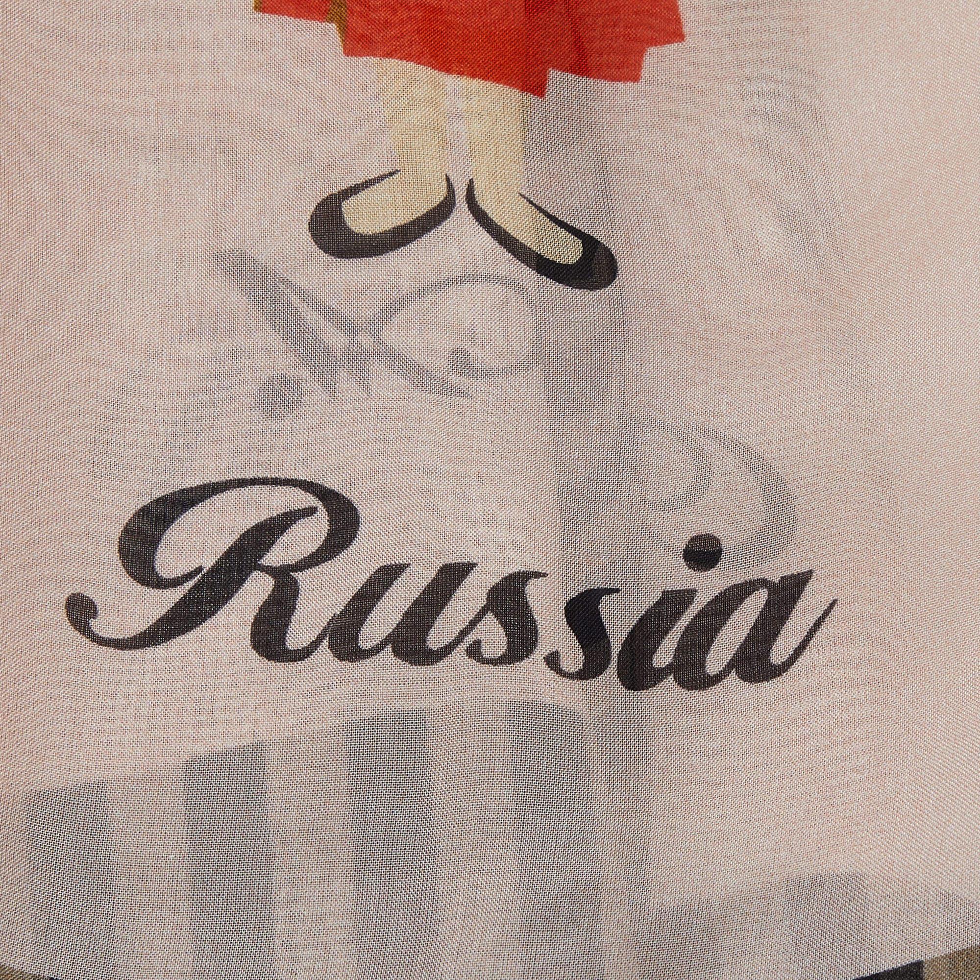 Brown Moschino Pink Doll Print Silk Stole